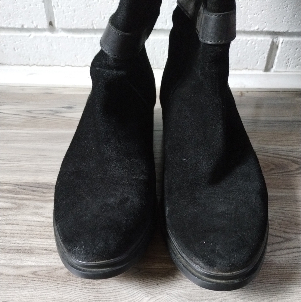 Hunter Willingen Black Suede Leather Tall Boots Size 6.5 - Picture 2 of 5